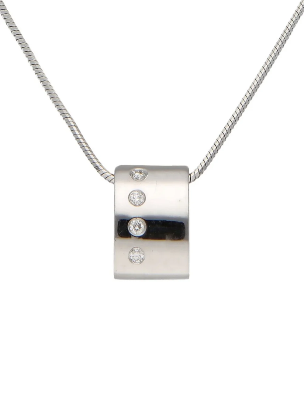 William May 9ct White Gold Diamond Set Bar Pendant Necklace, view 2