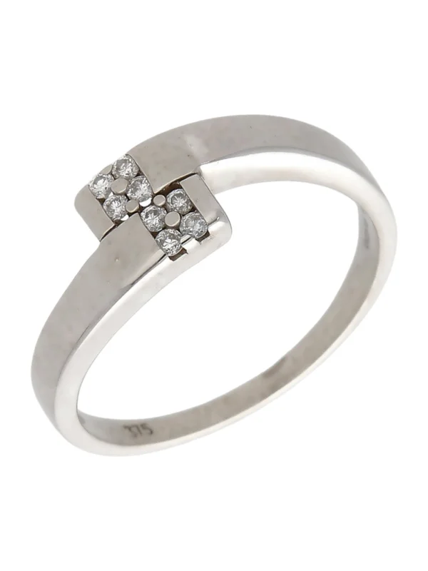 William May 9ct White Gold Diamond Set Crossover Band Ring