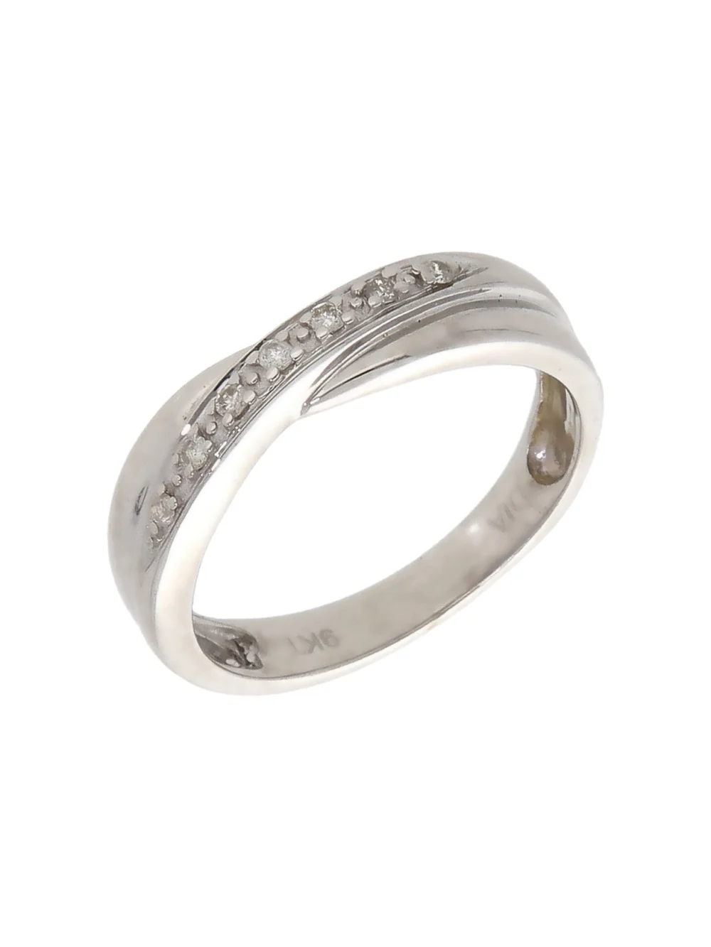 William May 9ct White Gold Diamond Set Crossover Wave Ring