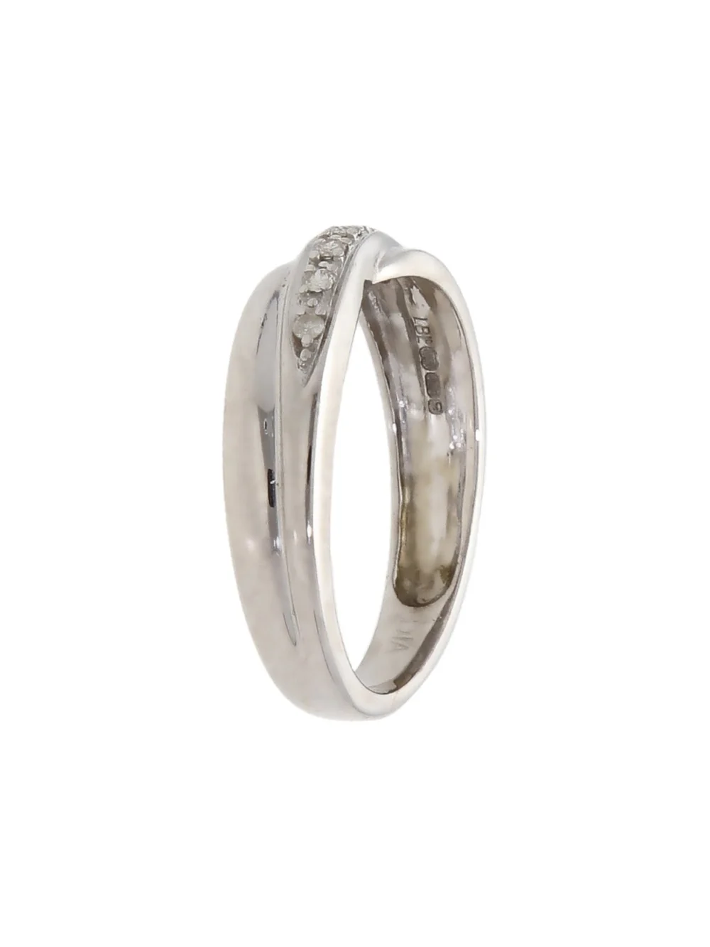 William May 9ct White Gold Diamond Set Crossover Wave Ring, view 2
