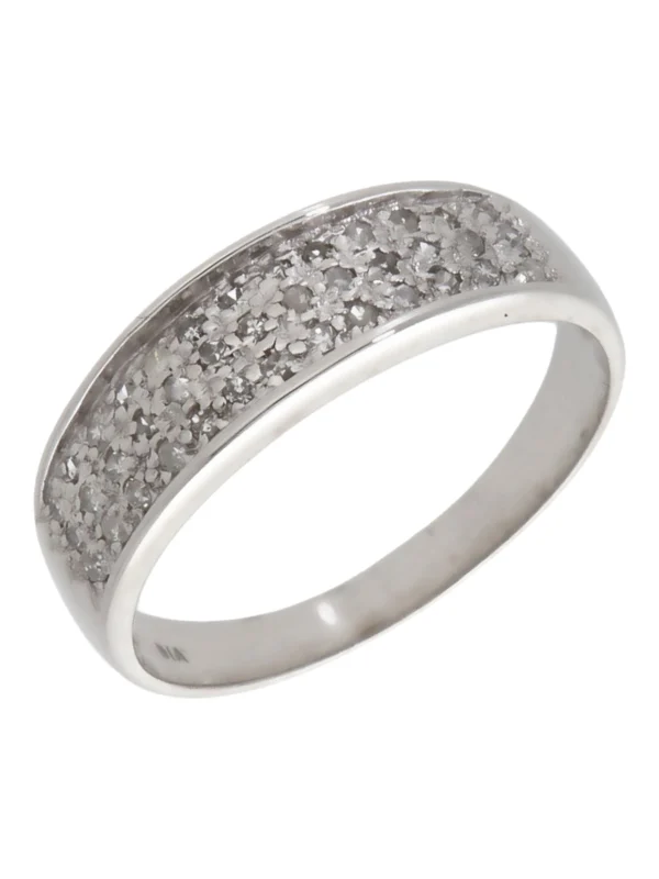 William May 9ct White Gold Diamond Set Domed Band Dress Ring