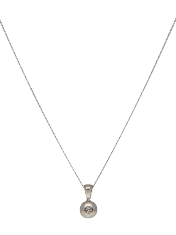 William May 9ct White Gold Diamond Set Pendant & Chain Necklace