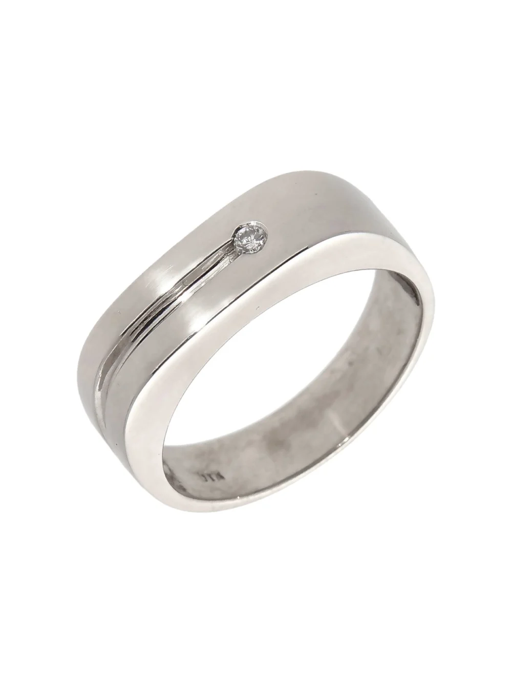William May 9ct White Gold Diamond Set Signet Style Band Ring