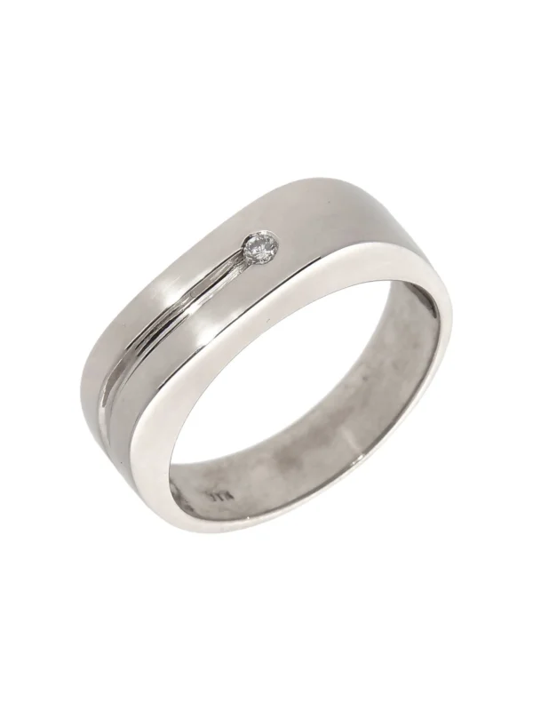 William May 9ct White Gold Diamond Set Signet Style Band Ring