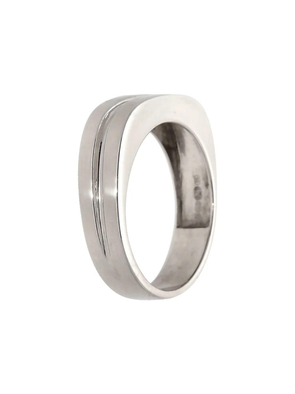 William May 9ct White Gold Diamond Set Signet Style Band Ring, view 2