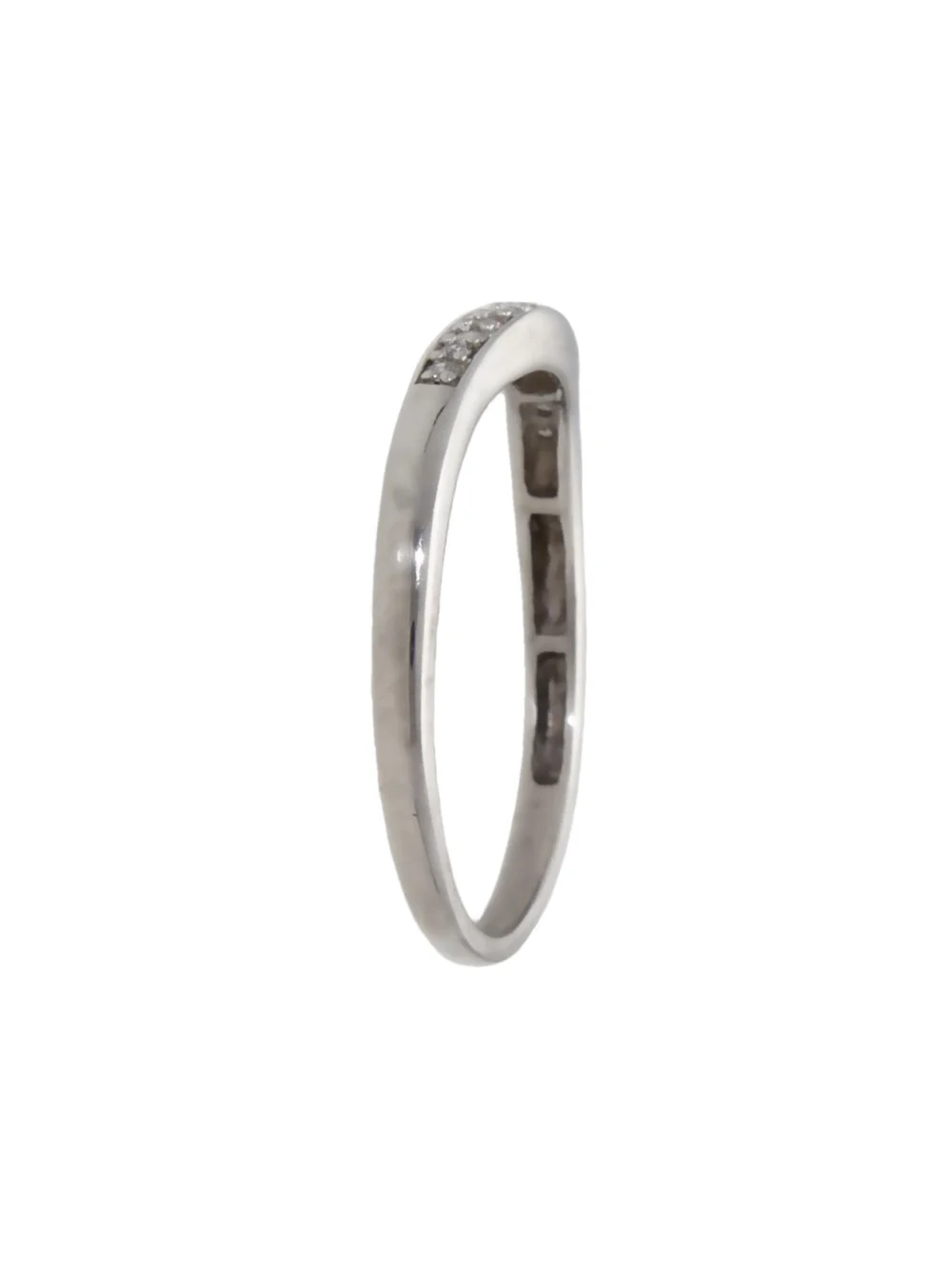 William May 9ct White Gold Diamond Set Wave Shaped Band Ring, view 2