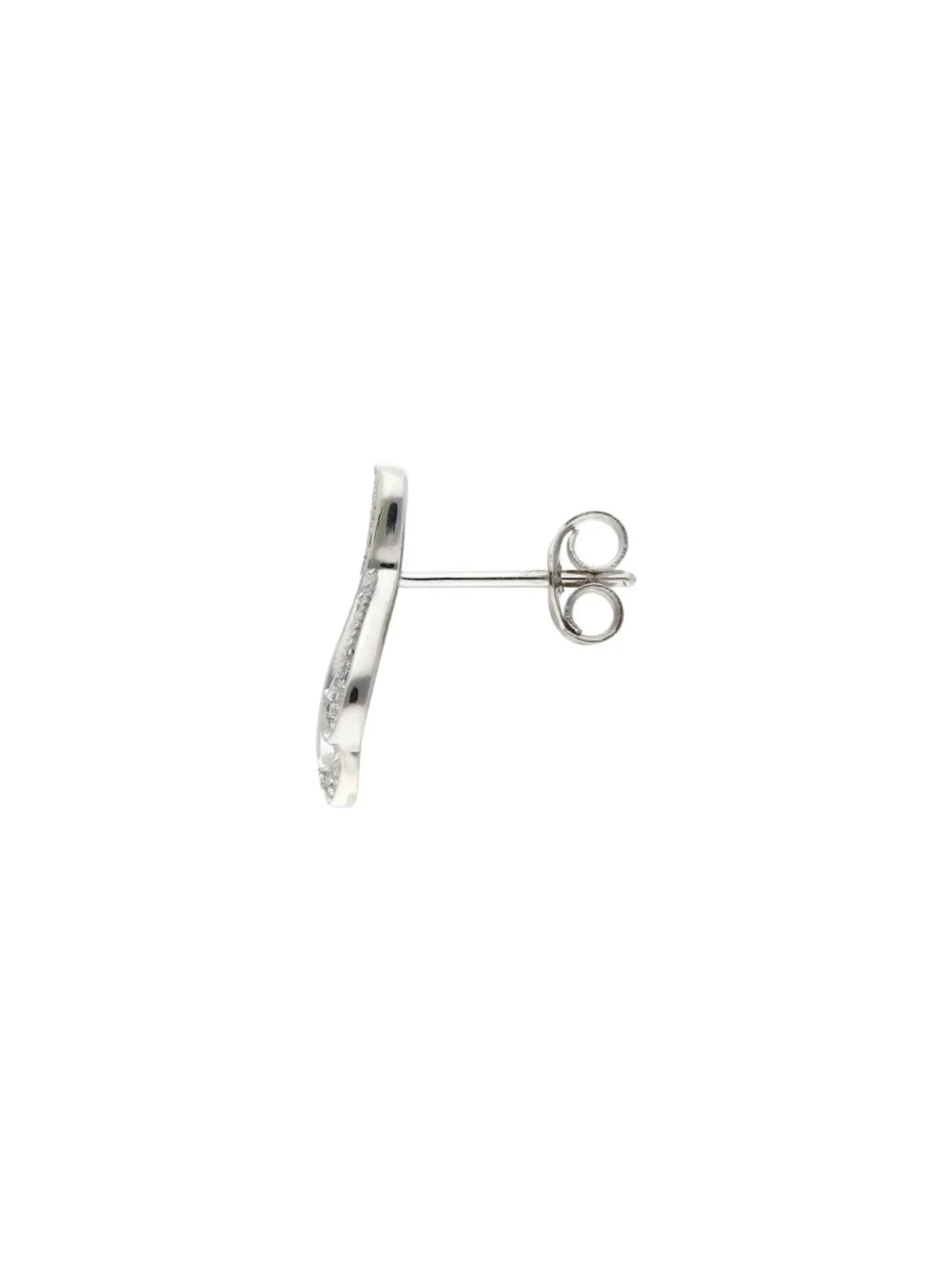 William May 9ct White Gold Diamond Set Wave Stud Earrings, view 2