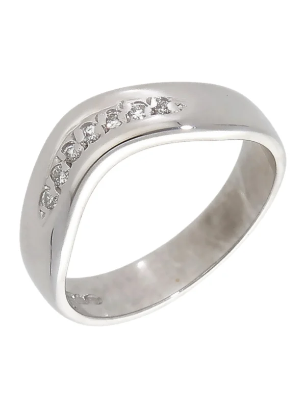 William May 9ct White Gold Diamond Set Wave Wishbone Band Ring