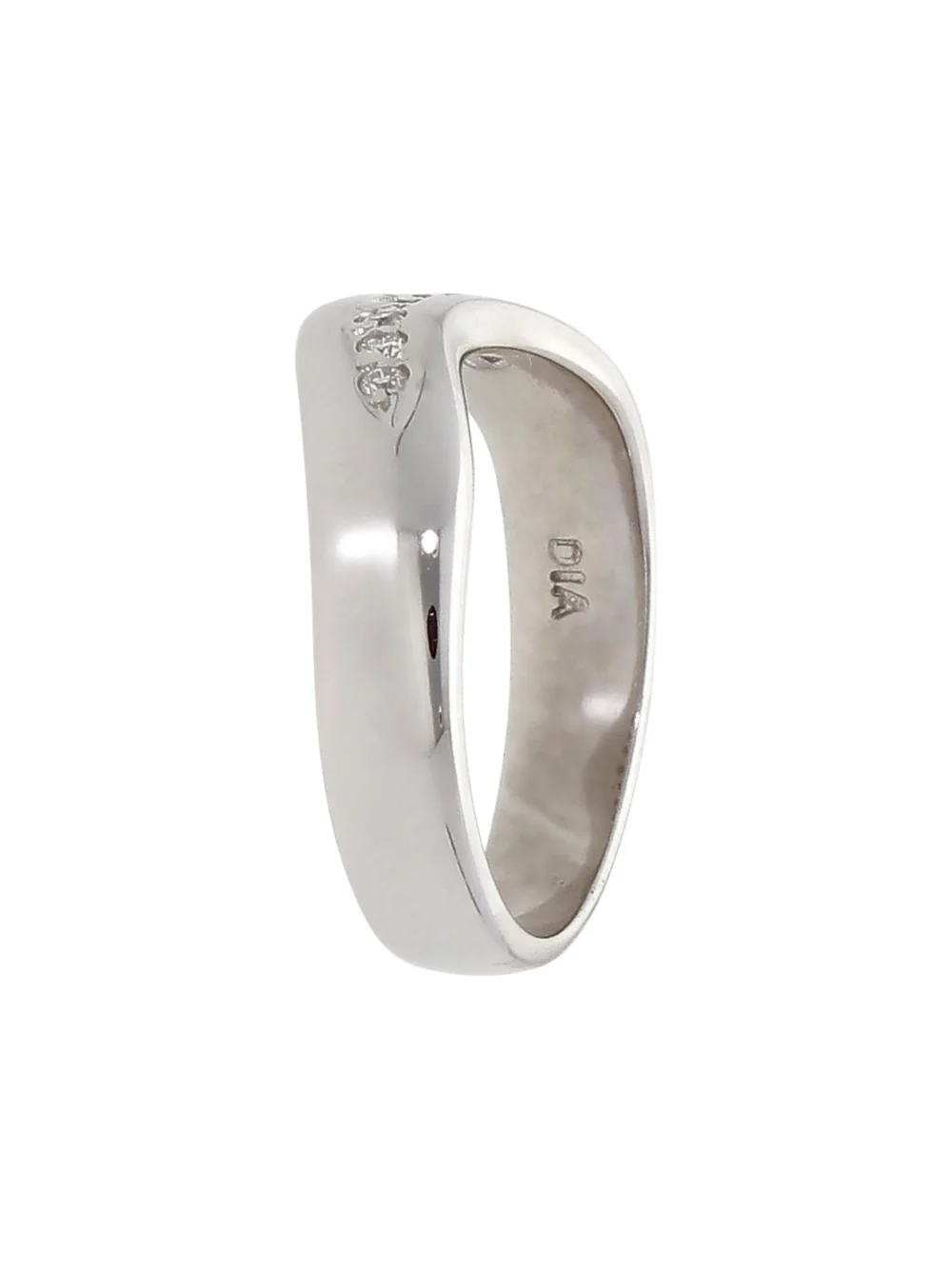 William May 9ct White Gold Diamond Set Wave Wishbone Band Ring, view 2