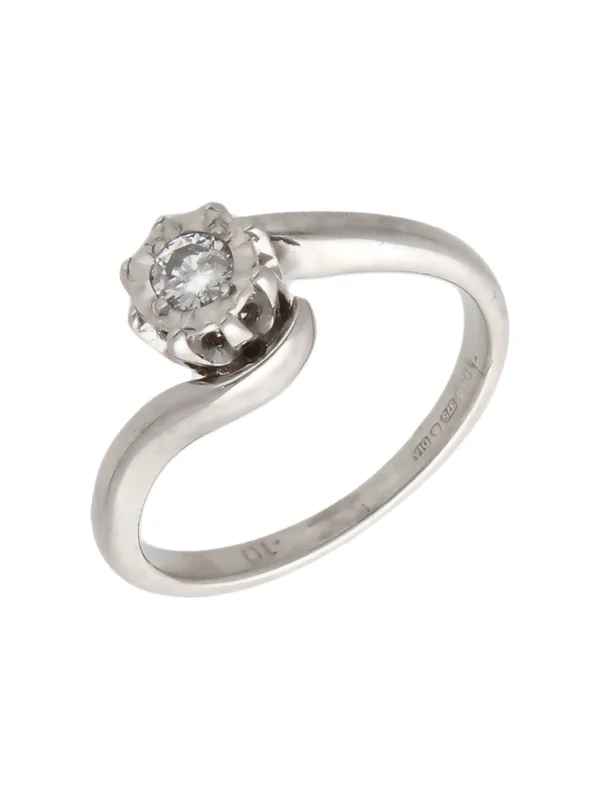 William May 9ct White Gold Diamond Solitaire Twist Ring