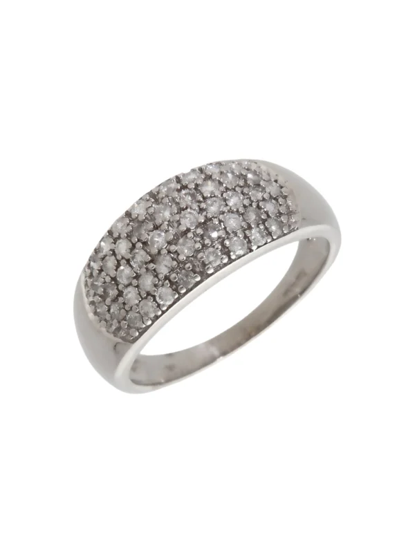 William May 9ct White Gold Domed Diamond Multi Row Dress Ring