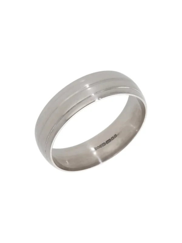 William May 9ct White Gold Edged 6mm Wedding Band Ring