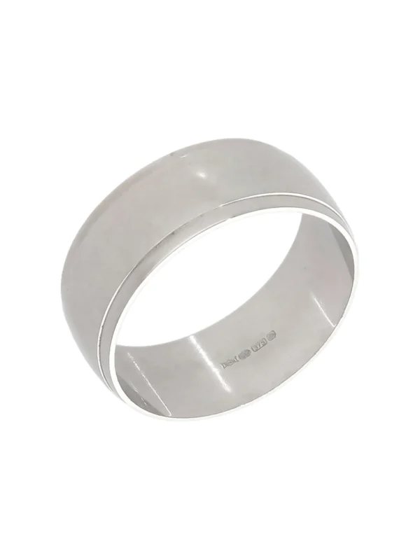 William May 9ct White Gold Edged 8mm Wedding Band Ring