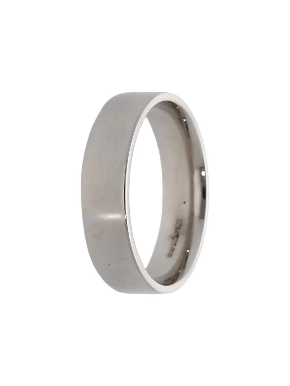 William May 9ct White Gold Flat Court Wedding Band Ring, view 2