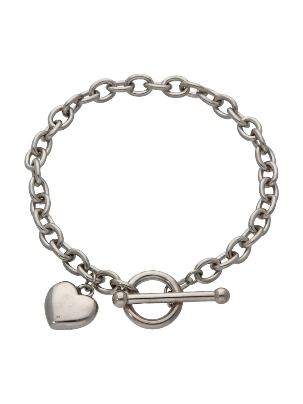 William May 9ct White Gold Heart & T-Bar Lariat Belcher Bracelet