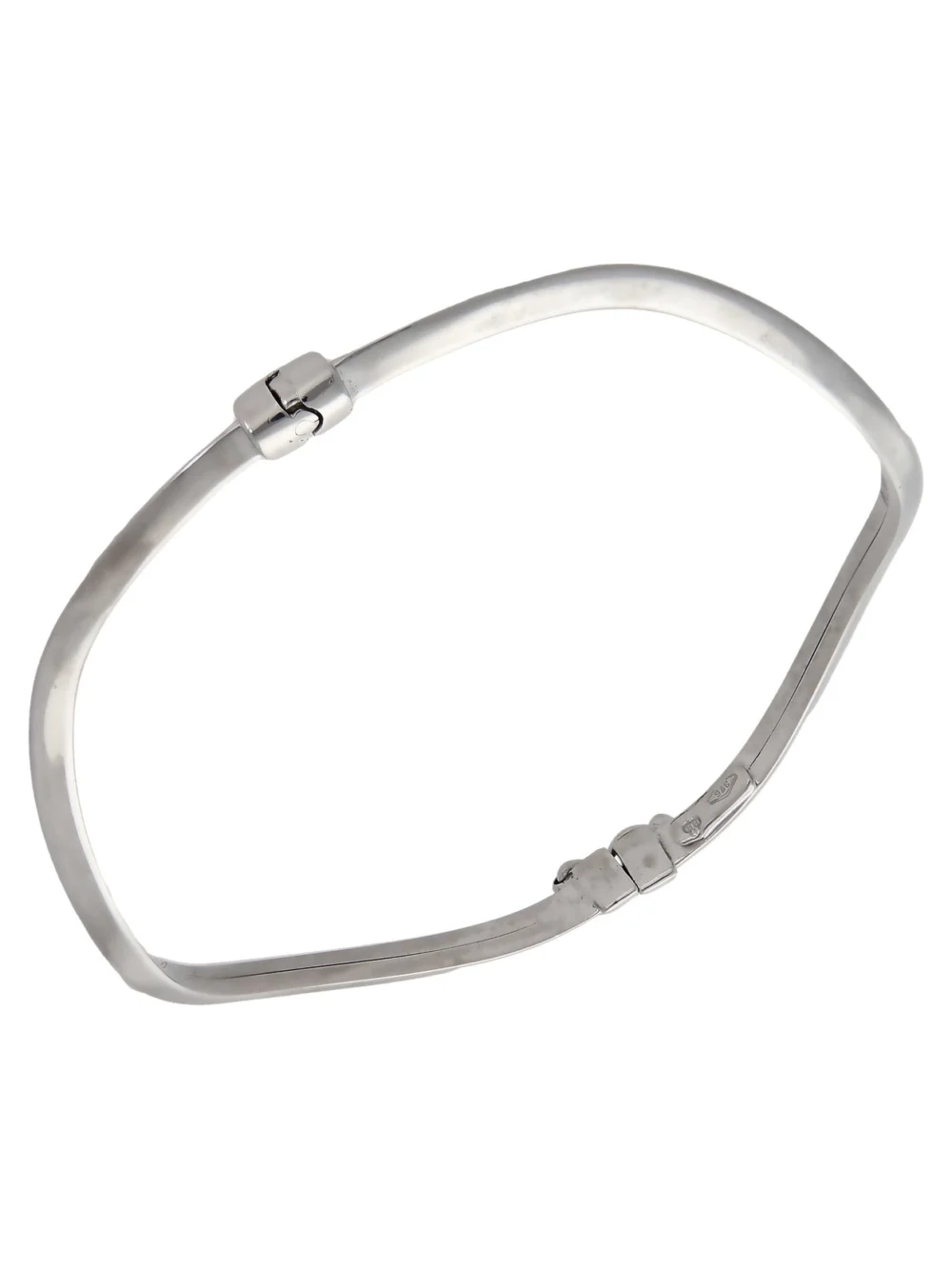 William May 9ct White Gold Hinged Hollow Wave Bangle