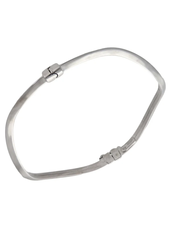 William May 9ct White Gold Hinged Hollow Wave Bangle