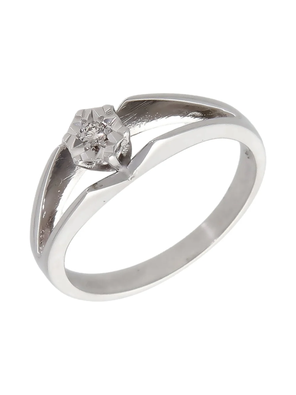 William May 9ct White Gold Illusion Set Diamond Solitaire Ring