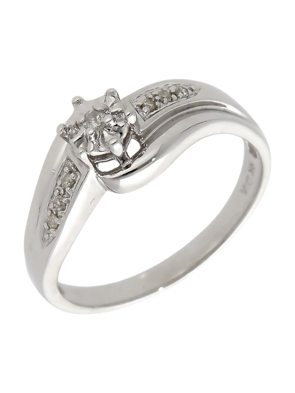 William May 9ct White Gold Illusion Set Diamond Twist Ring