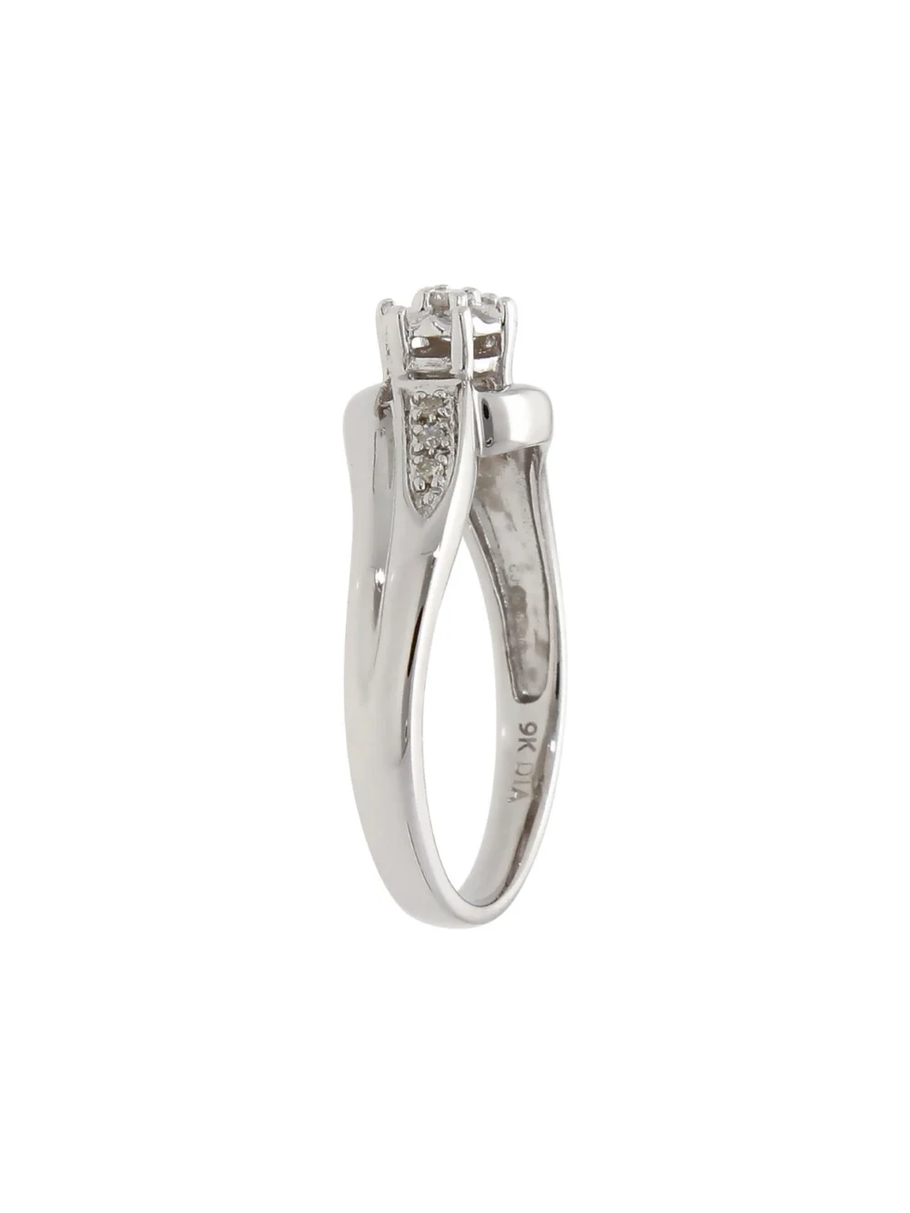 William May 9ct White Gold Illusion Set Diamond Twist Ring, view 2
