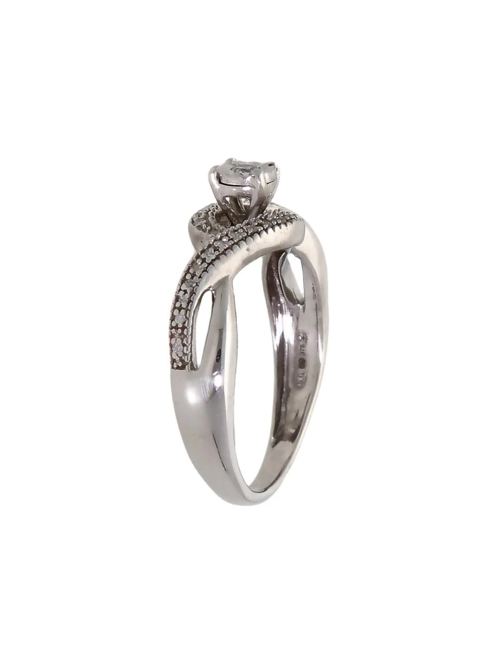 William May 9ct White Gold Illusion Set Diamond Wave Twist Ring, view 2