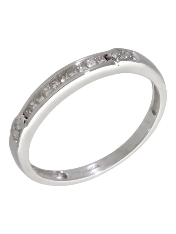 William May 9ct White Gold Mixed Cut Diamond Half Eternity Ring