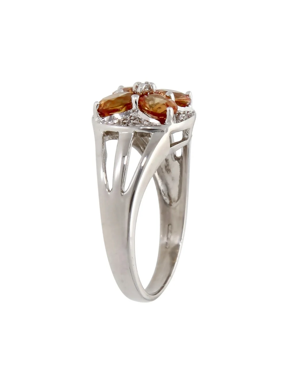 William May 9ct White Gold Orange Topaz & Diamond Cluster Ring, view 2