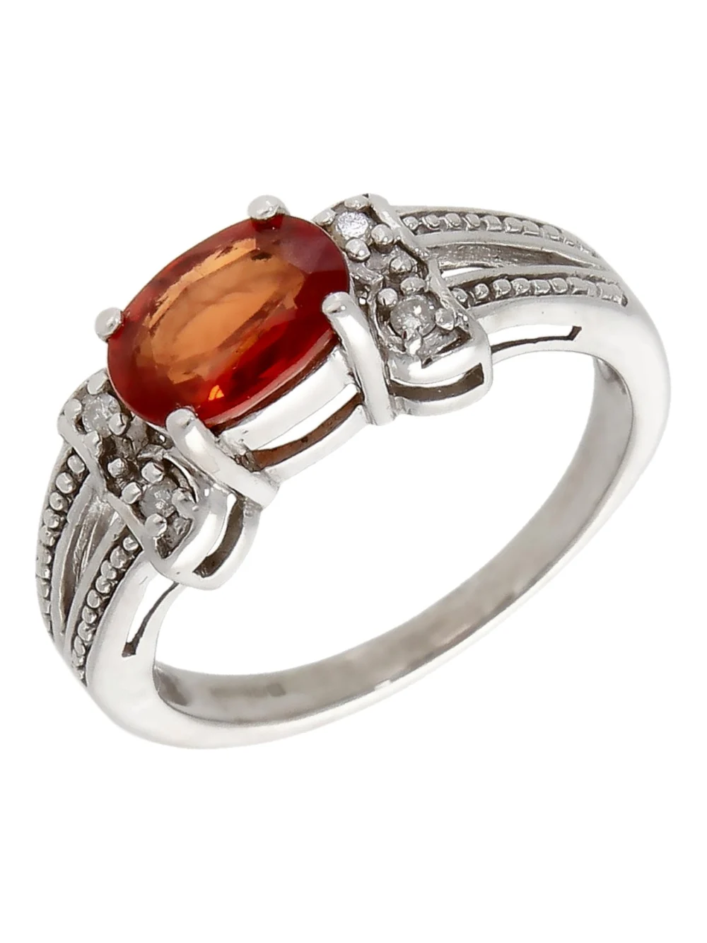 William May 9ct White Gold Orange Topaz & Diamond Dress Ring