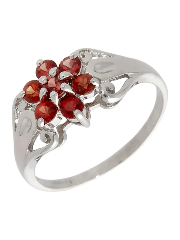 William May 9ct White Gold Orange Topaz Cluster Ring