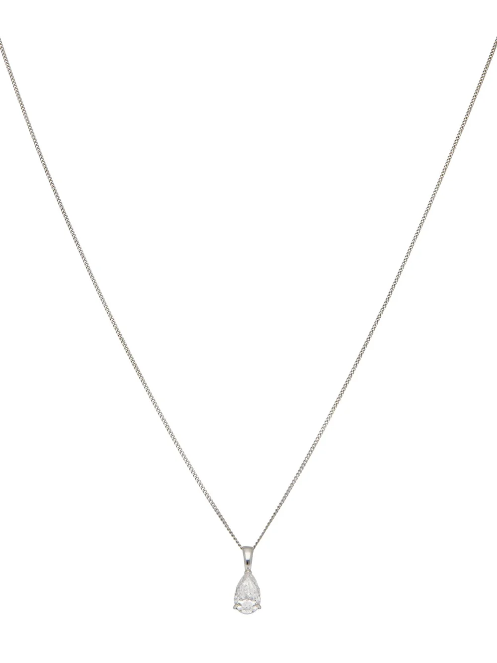 William May 9ct White Gold Pear Cubic Zirconia Pendant Necklace, view 2