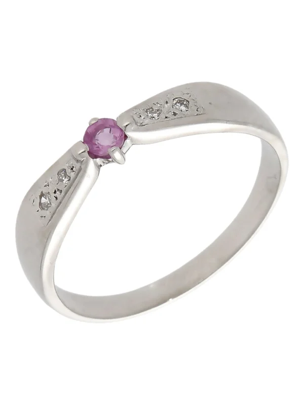 William May 9ct White Gold Pink Sapphire & Diamond Dress Ring