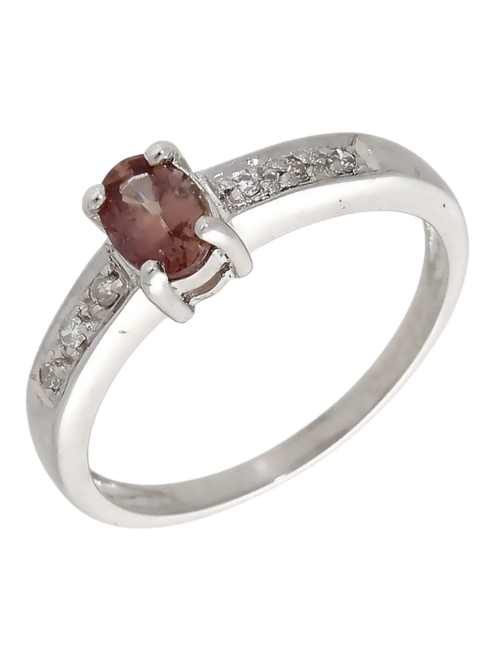 William May 9ct White Gold Pink Topaz & Diamond Dress Ring