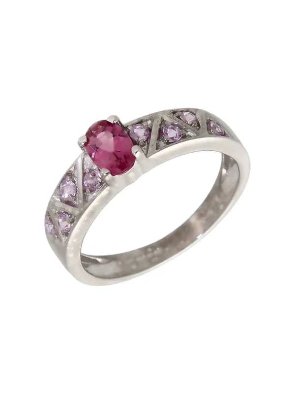 William May 9ct White Gold Pink Tourmaline Fancy Dress Ring