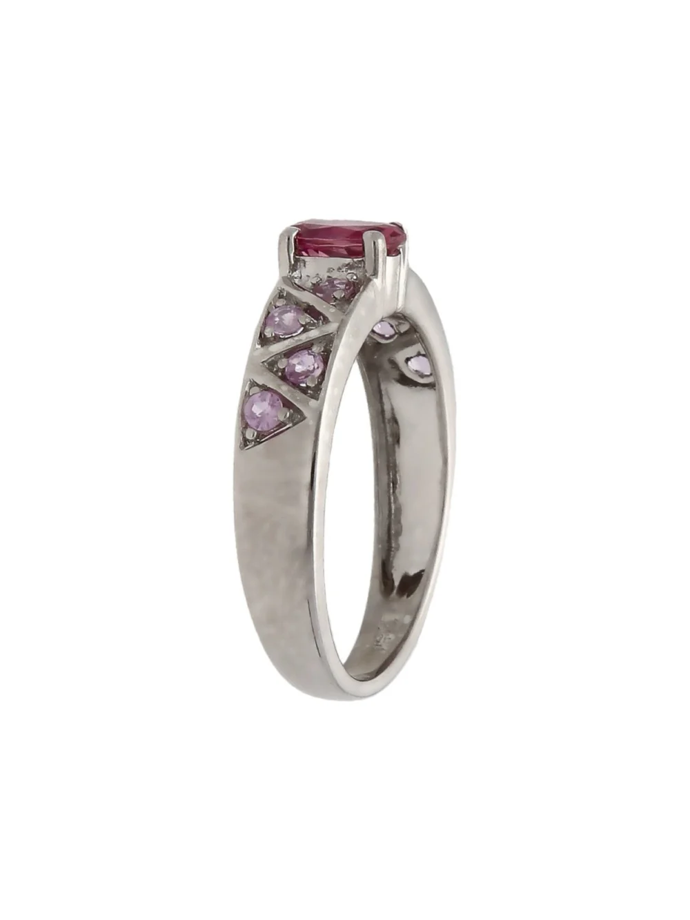 William May 9ct White Gold Pink Tourmaline Fancy Dress Ring, view 2