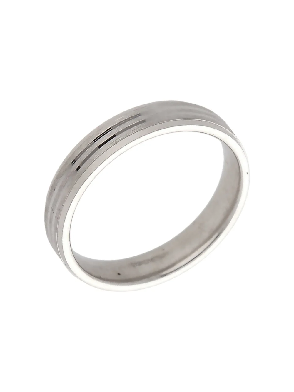 William May 9ct White Gold Ridged 4mm Wedding Band Ring