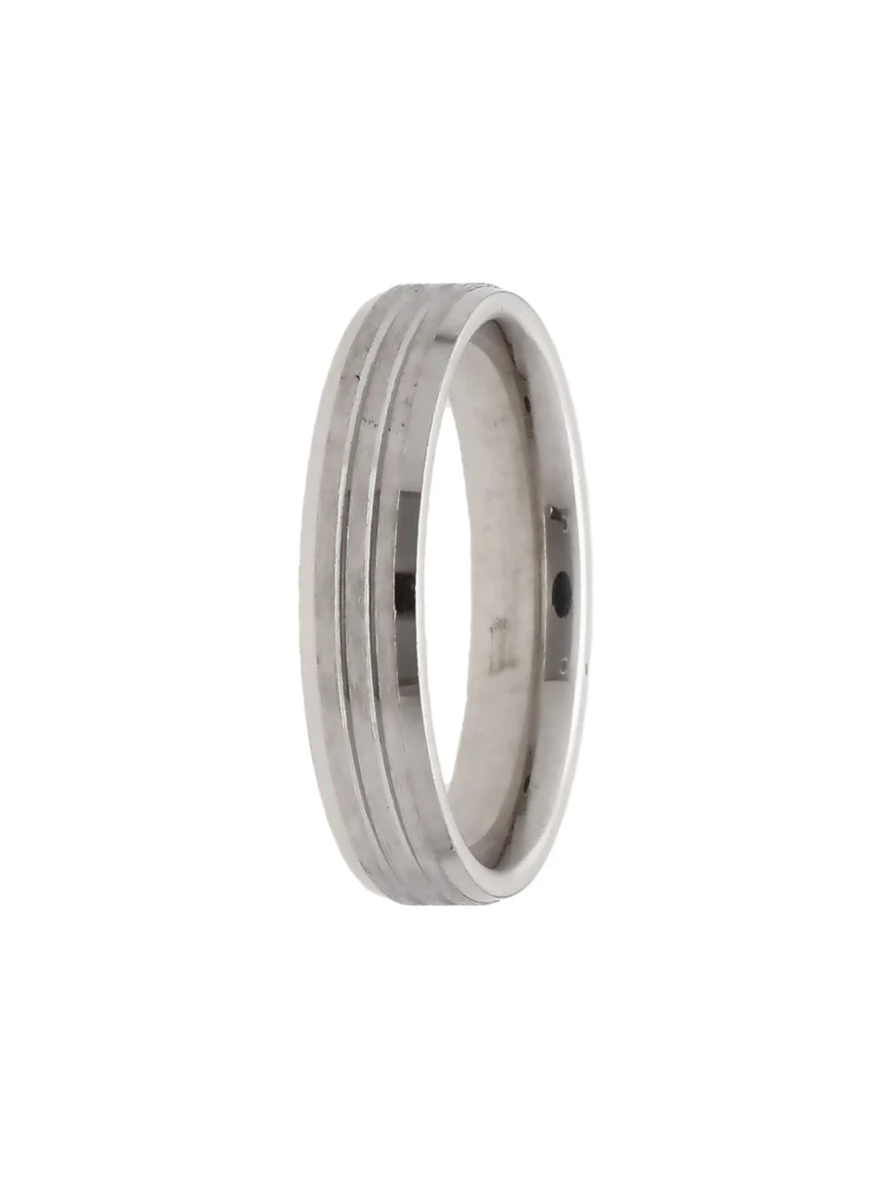William May 9ct White Gold Ridged 4mm Wedding Band Ring, view 2