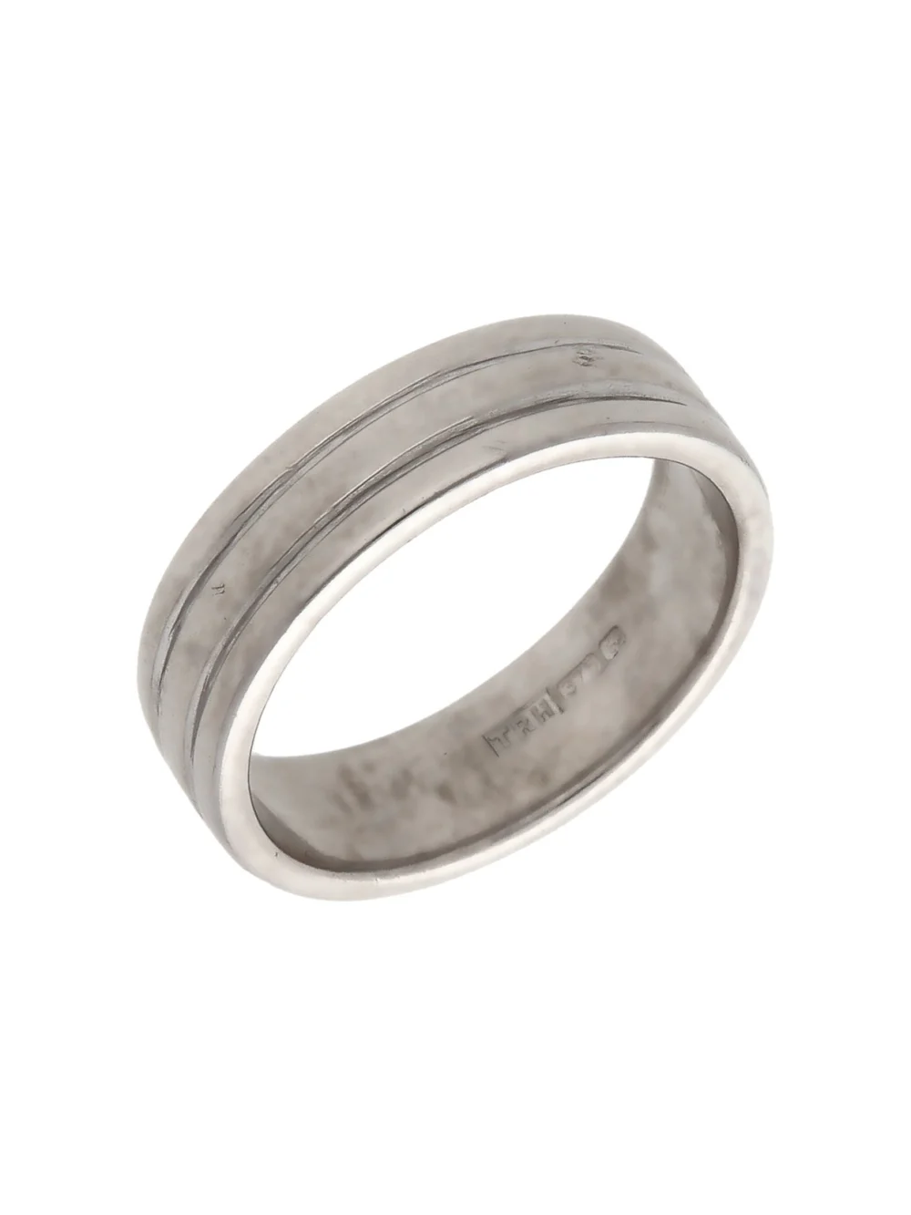 William May 9ct White Gold Ridged Wedding Band Ring