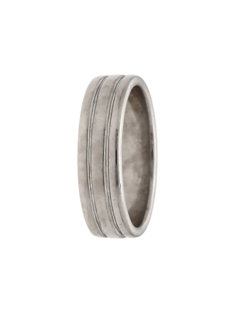 William May 9ct White Gold Ridged Wedding Band Ring, view 2