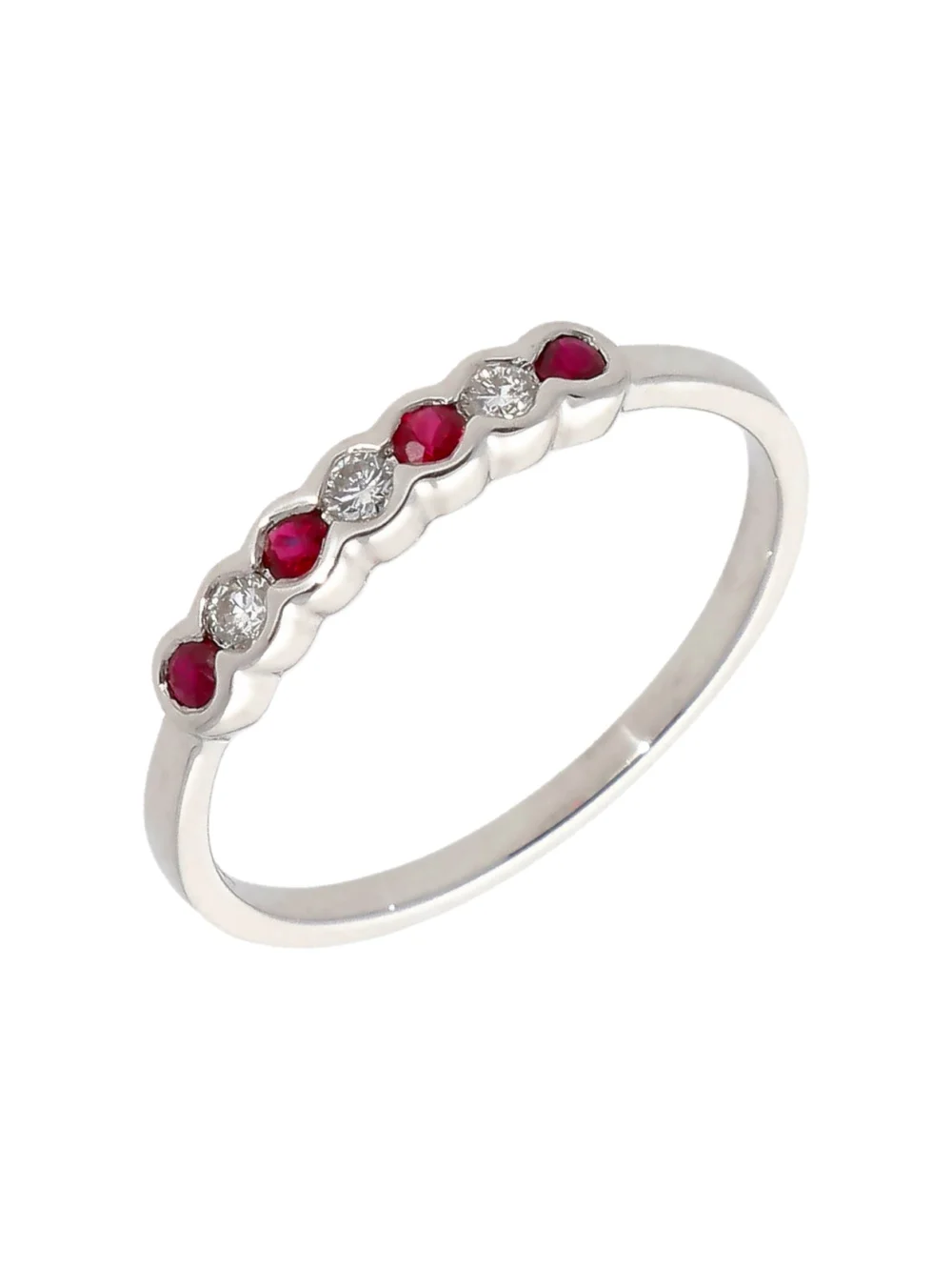 William May 9ct White Gold Ruby & Diamond Eternity Ring
