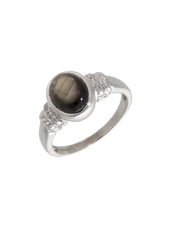 William May 9ct White Gold Rutile Quartz & Diamond Dress Ring