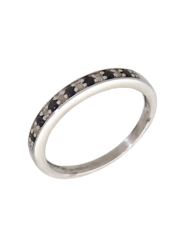 William May 9ct White Gold Sapphire & Diamond Half Eternity Ring