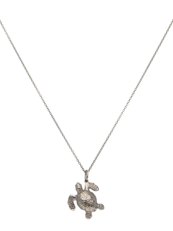 William May 9ct White Gold Turtle Pendant & Chain Necklace