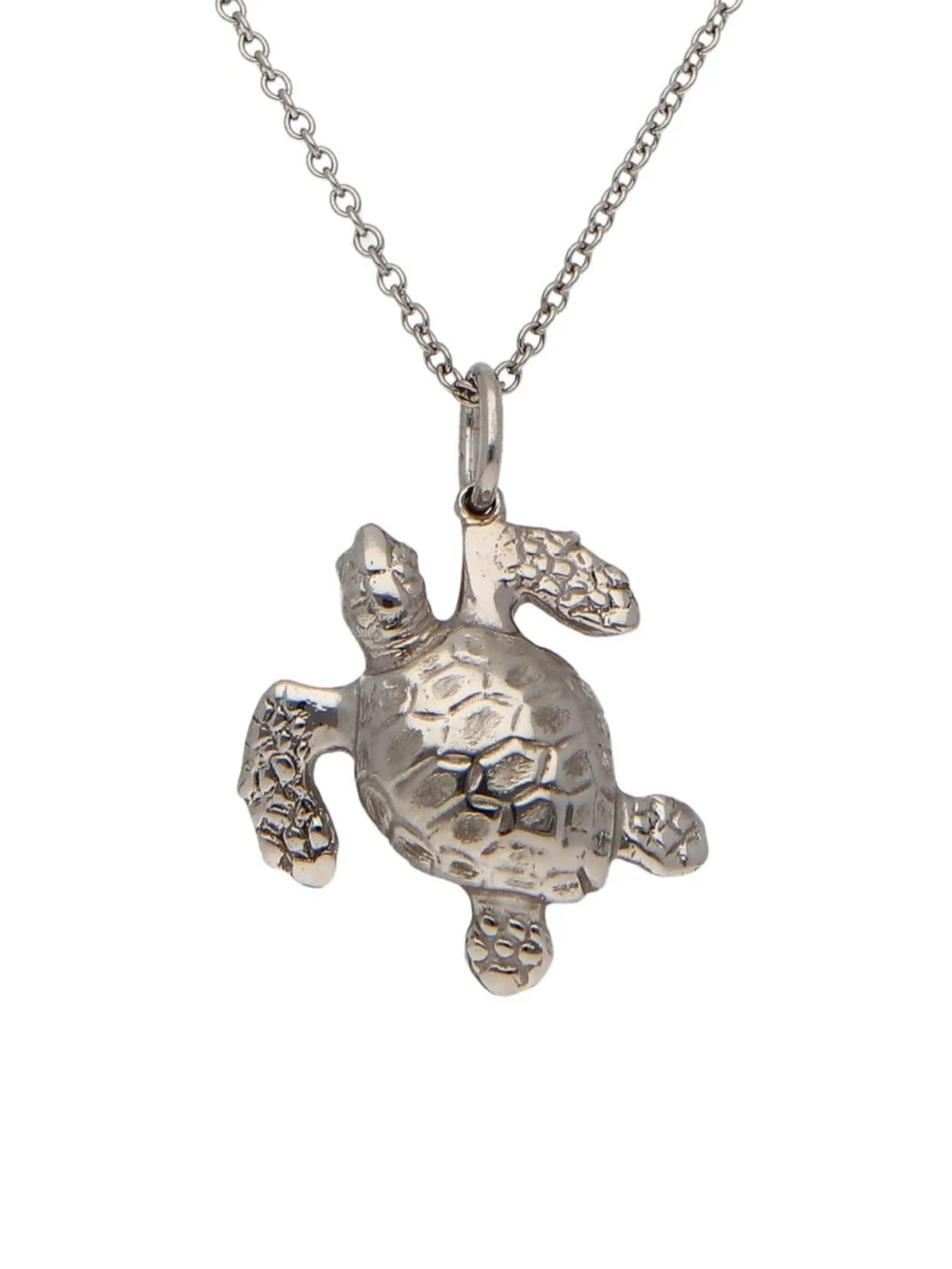 William May 9ct White Gold Turtle Pendant & Chain Necklace, view 2