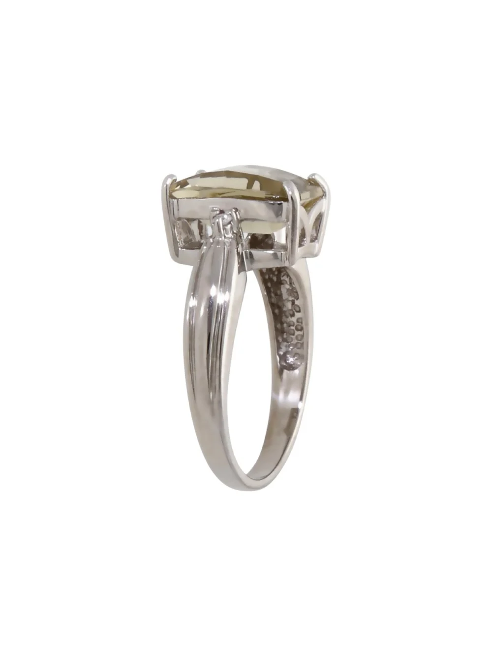 William May 9ct White Gold Yellow Quartz & Diamond Dress Ring, view 2