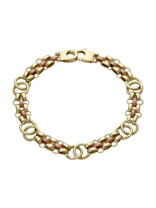 William May 9ct Yellow & Rose Gold 7.5" Fancy Link Bracelet