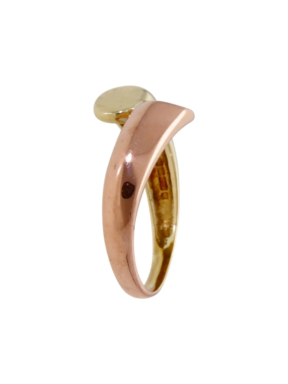 William May 9ct Yellow & Rose Gold Crossover Dress Ring, view 2