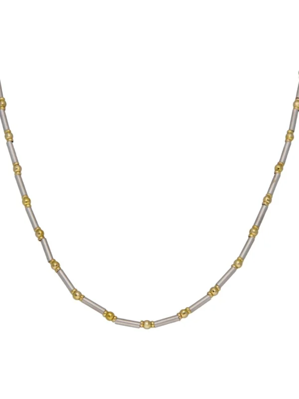 William May 9ct Yellow & White Gold 16" Bead & Bar Link Necklace