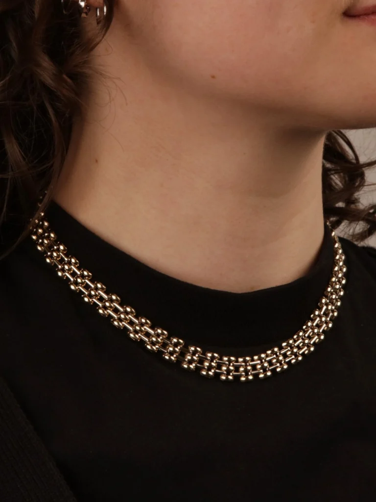 William May 9ct Yellow & White Gold 16" Brick Link Necklet