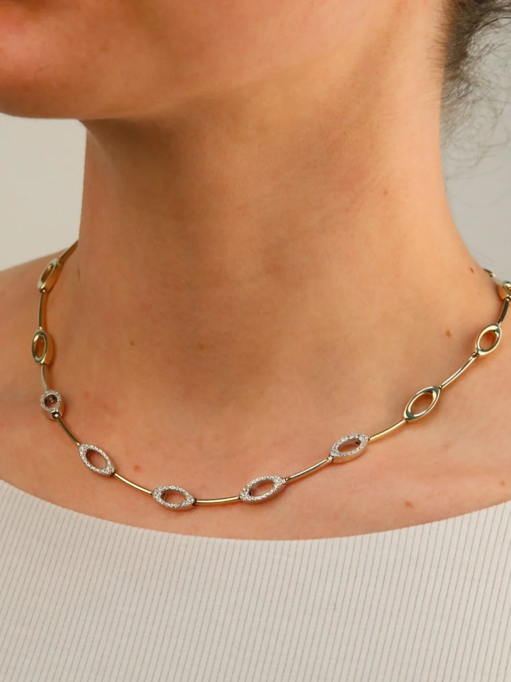 William May 9ct Yellow & White Gold 17" Cubic Zirconia Set Necklet
