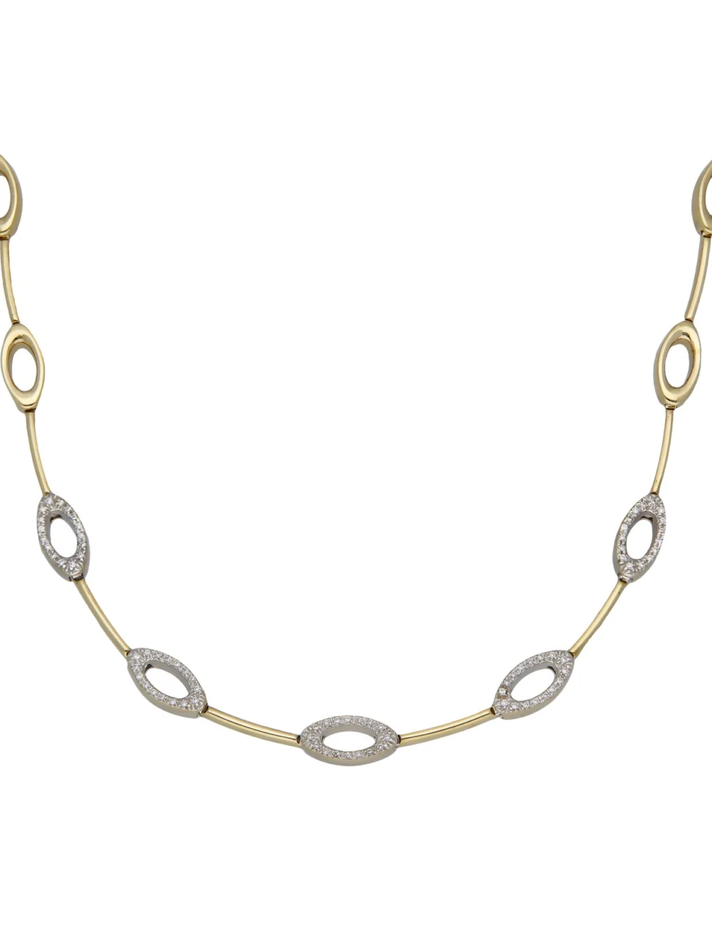 William May 9ct Yellow & White Gold 17" Cubic Zirconia Set Necklet, view 2
